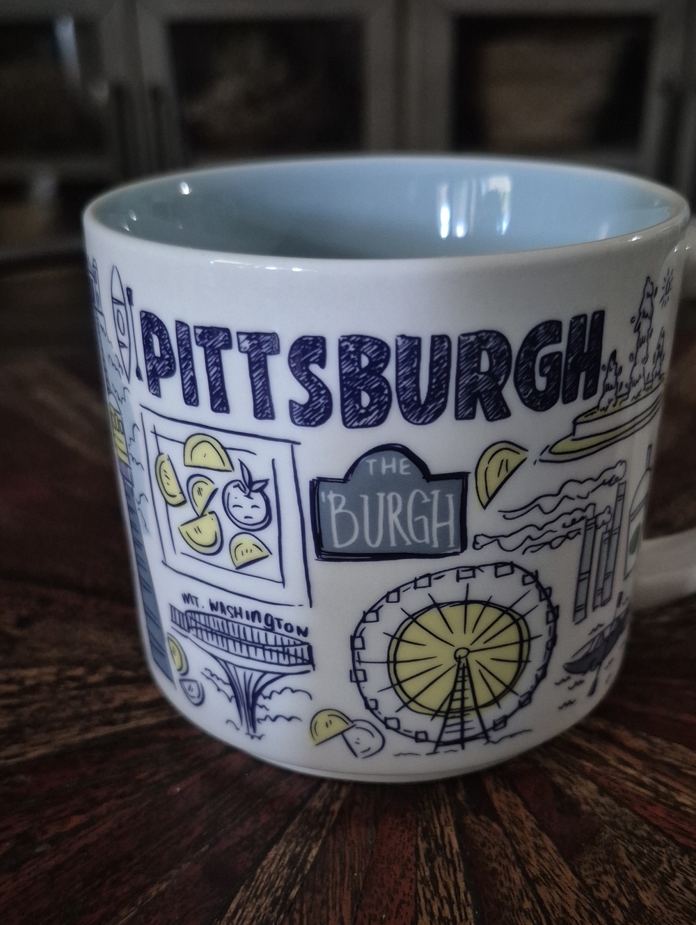 Starbucks Pittsburgh Been There Series Coffee Mug - White with Yellow and Navy